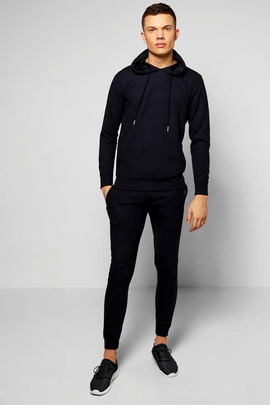 Skinny Fit Ribbed Over the Head Tracksuit